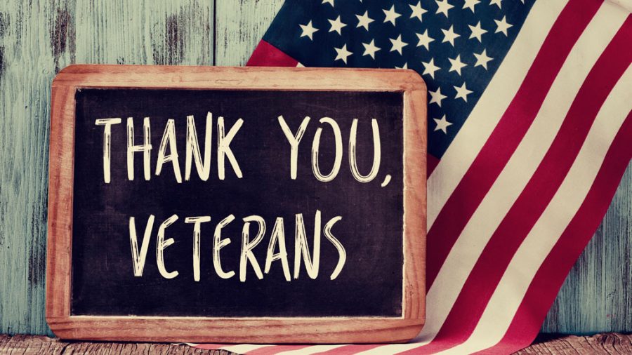 text thank you veterans in a chalkboard of the US